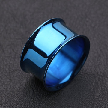 Detail View 1 of A Pair of Colorline Steel Double Flared Ear Gauge Flesh Tunnel Plug-Blue